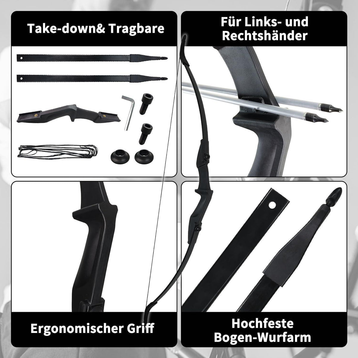 Recurvebogen Set für Erwachsene & Anfänger – 40lbs, Links & Rechtshänder