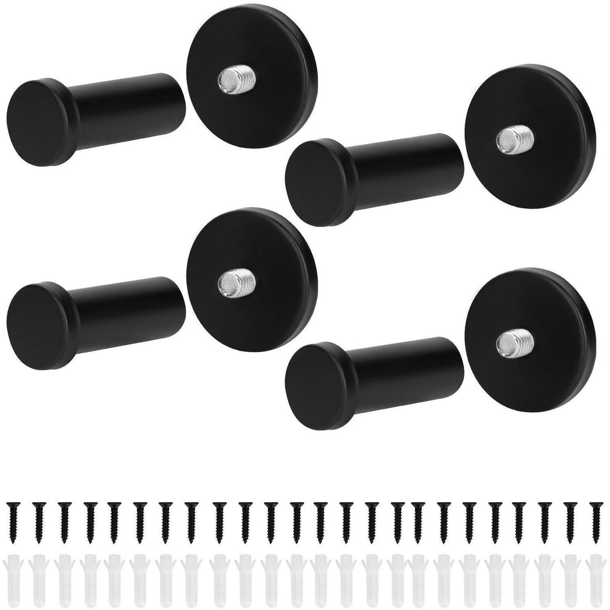 Garderobenhaken Schwarz Matt Rund 8 Stück Edelstahl