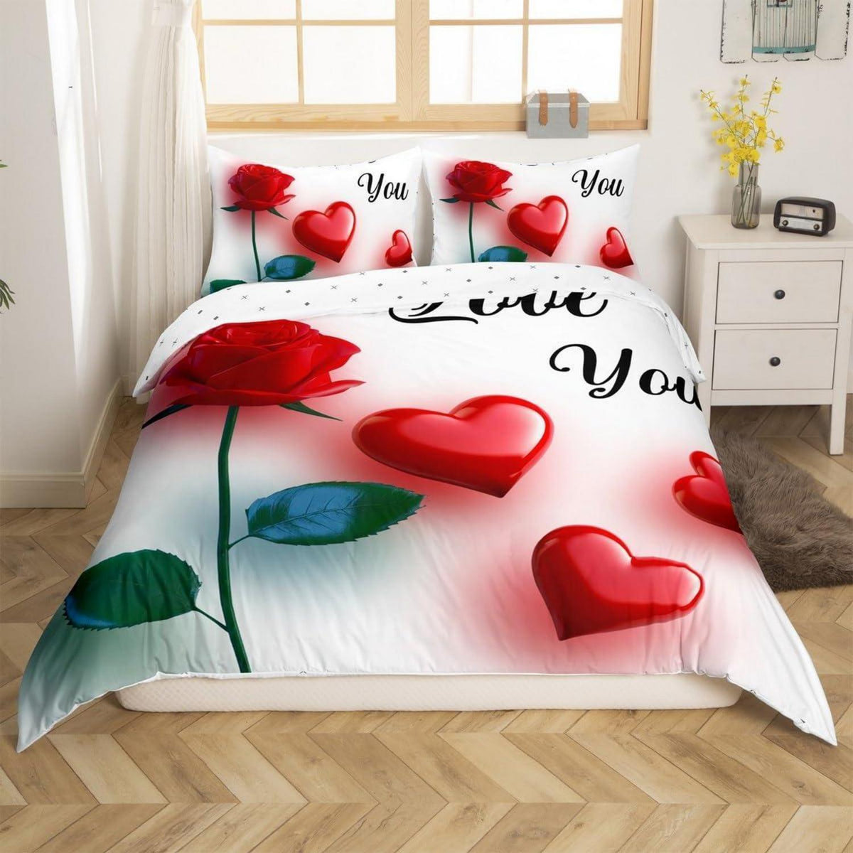Bettwäsche-Set Rosenmuster 220x240cm - Romantisch & Dekorativ