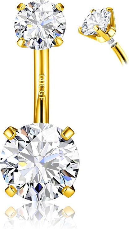 14G 925 Silber Bauchnabelpiercing Titan Gold Zirkonia Nabelpiercing