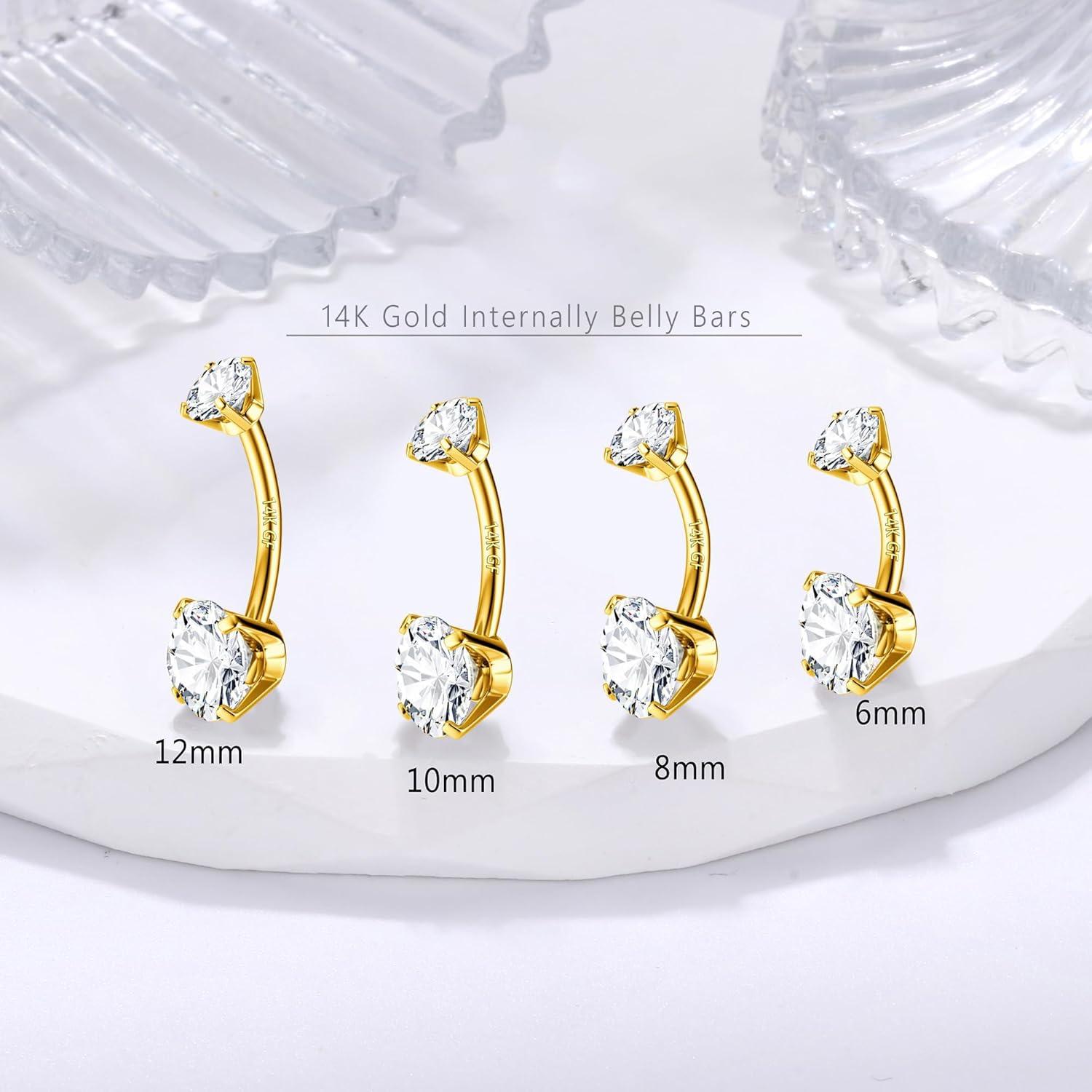 14G 925 Silber Bauchnabelpiercing Titan Gold Zirkonia Nabelpiercing