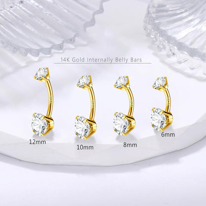 14G 925 Silber Bauchnabelpiercing Titan Gold Zirkonia Nabelpiercing