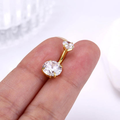14G 925 Silber Bauchnabelpiercing Titan Gold Zirkonia Lang 6/8/10/12mm