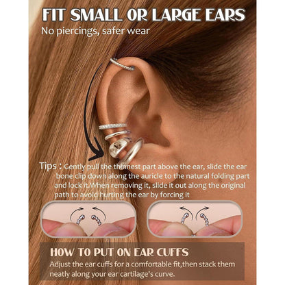 Ohrclips Damen 5er Set Ohne Ohrlöcher – Gold & Silber