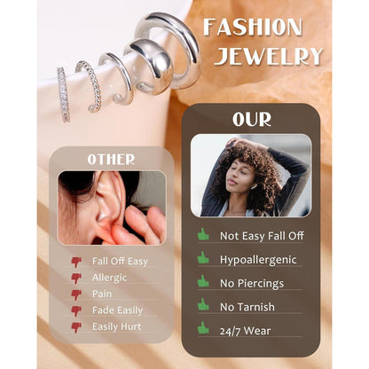 Ohrclips Damen 5er Set Ohne Ohrlöcher – Gold & Silber