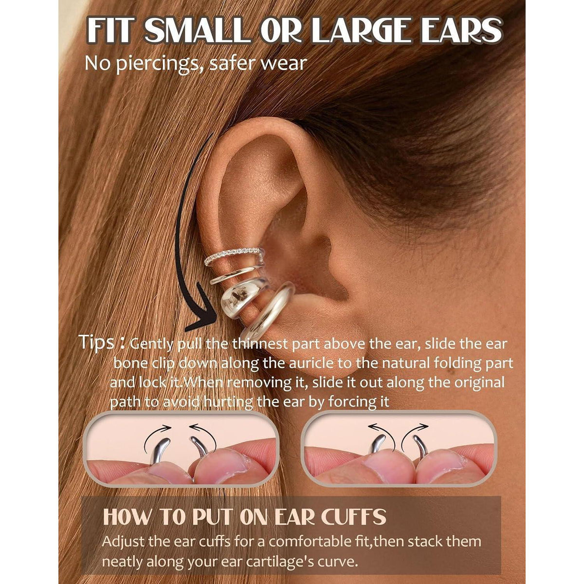Ohrclips Damen 3er Set Ohne Ohrlöcher Gold Silber