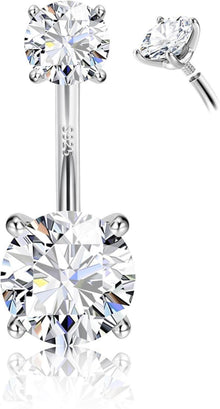 925 Silber Bauchnabelpiercing Gold Zirkonia Lang 14G