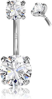 Hypoallergener Titan Bauchnabelpiercing Gold Zirkonia 925 Silber