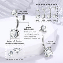 14G 925 Silber Bauchnabelpiercing Gold Titan Zirkonia
