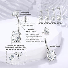 Bauchnabelpiercing 925 Silber Zirkonia 14G Goldfarben 6-12mm Stablänge
