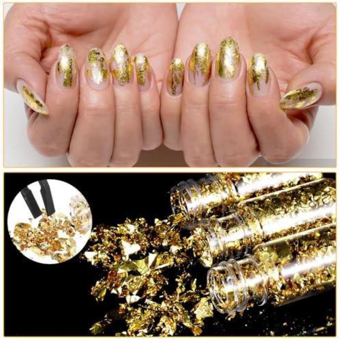 5 Blattgoldblätter mit Pinzette – Goldfolie zum Basteln & Dekorieren