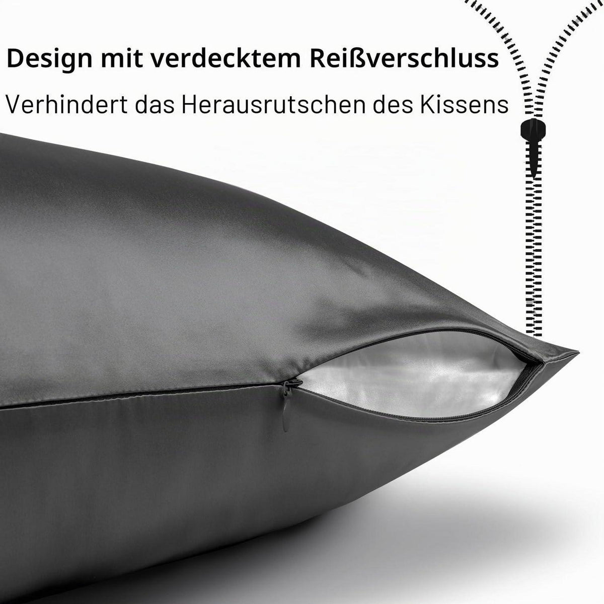 Seidenkissenbezug 2er-Set, 21 Momme, Space Grey