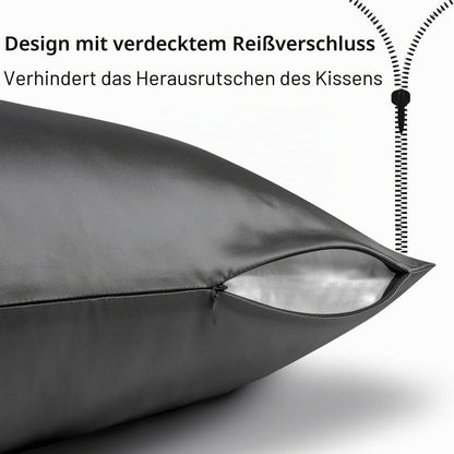 Seidenkissenbezug 2er-Set, 21 Momme, Space Grey