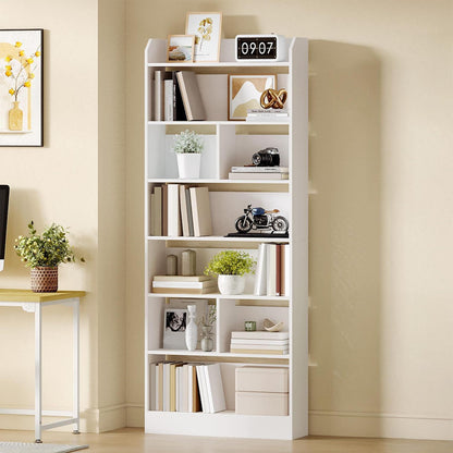 Weißes Bücherregal mit 7 Fächern – Standregal für Wohnzimmer & Büro