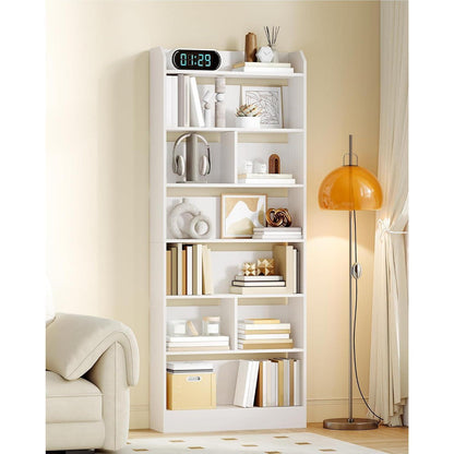 Weißes Bücherregal mit 7 Fächern – Standregal für Wohnzimmer & Büro