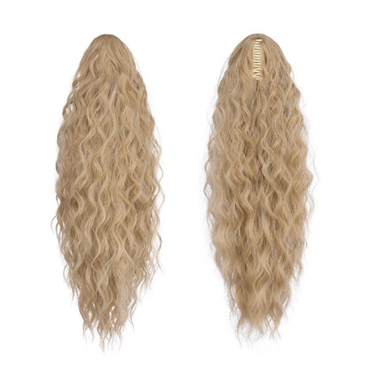Welliges Pferdeschwanz-Haarteil mit Klammer – 75cm Blond/Aschblond