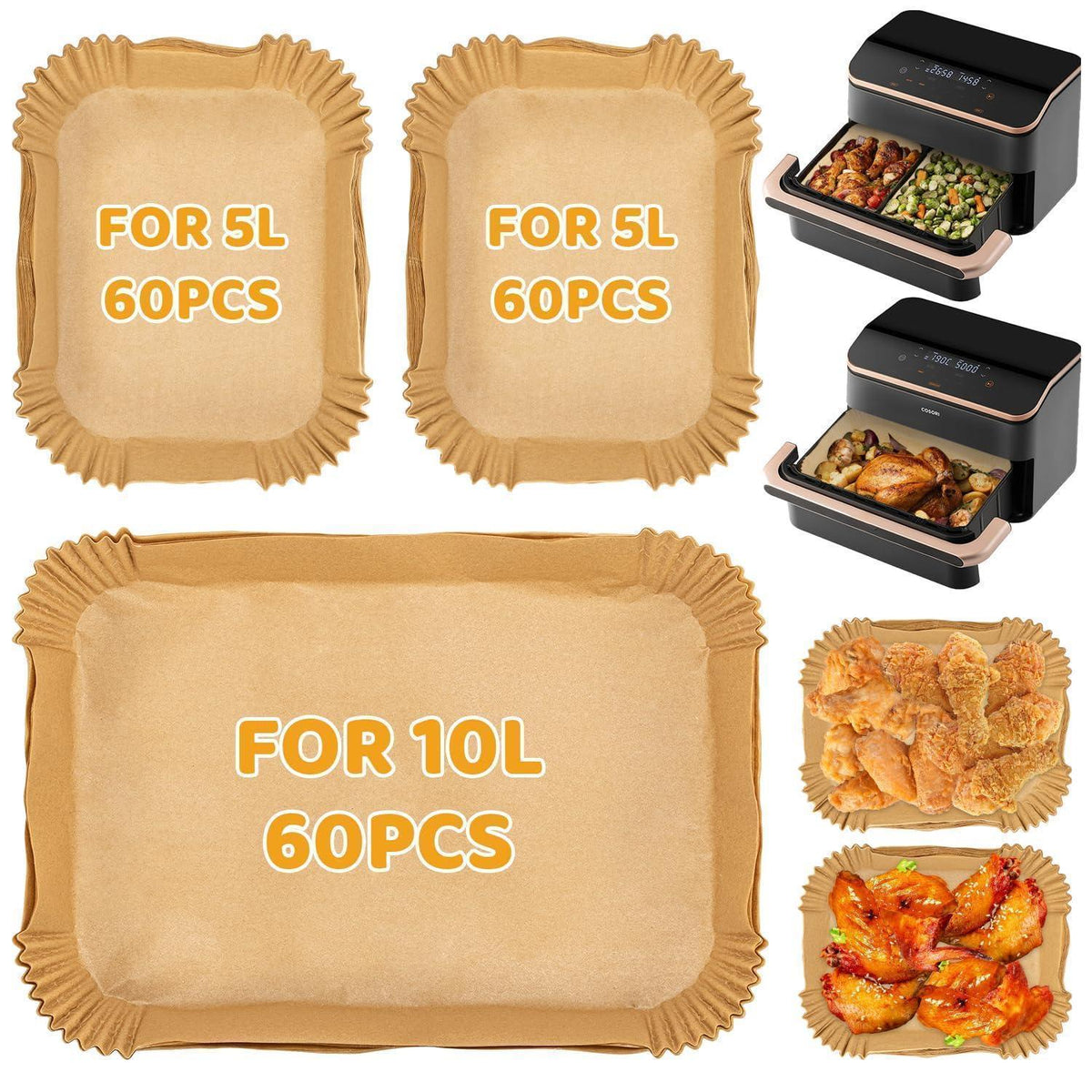 Backpapier für Heißluftfritteuse 10l – 180 Stück