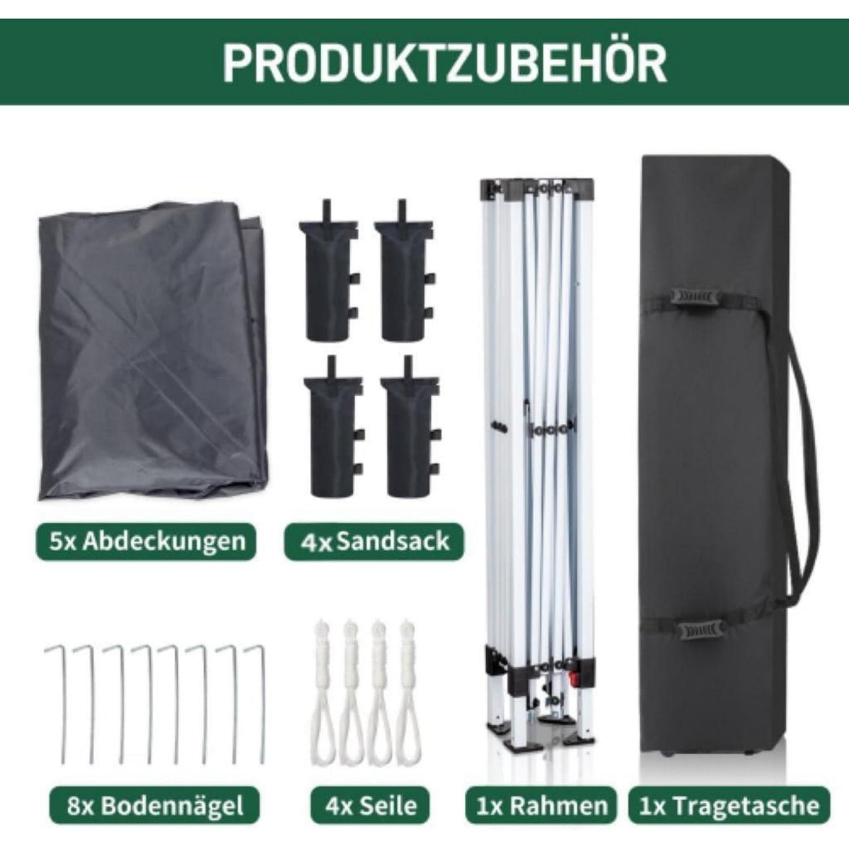 3x3m Faltpavillon mit Zubehör – Wasserdicht & UV-Schutz