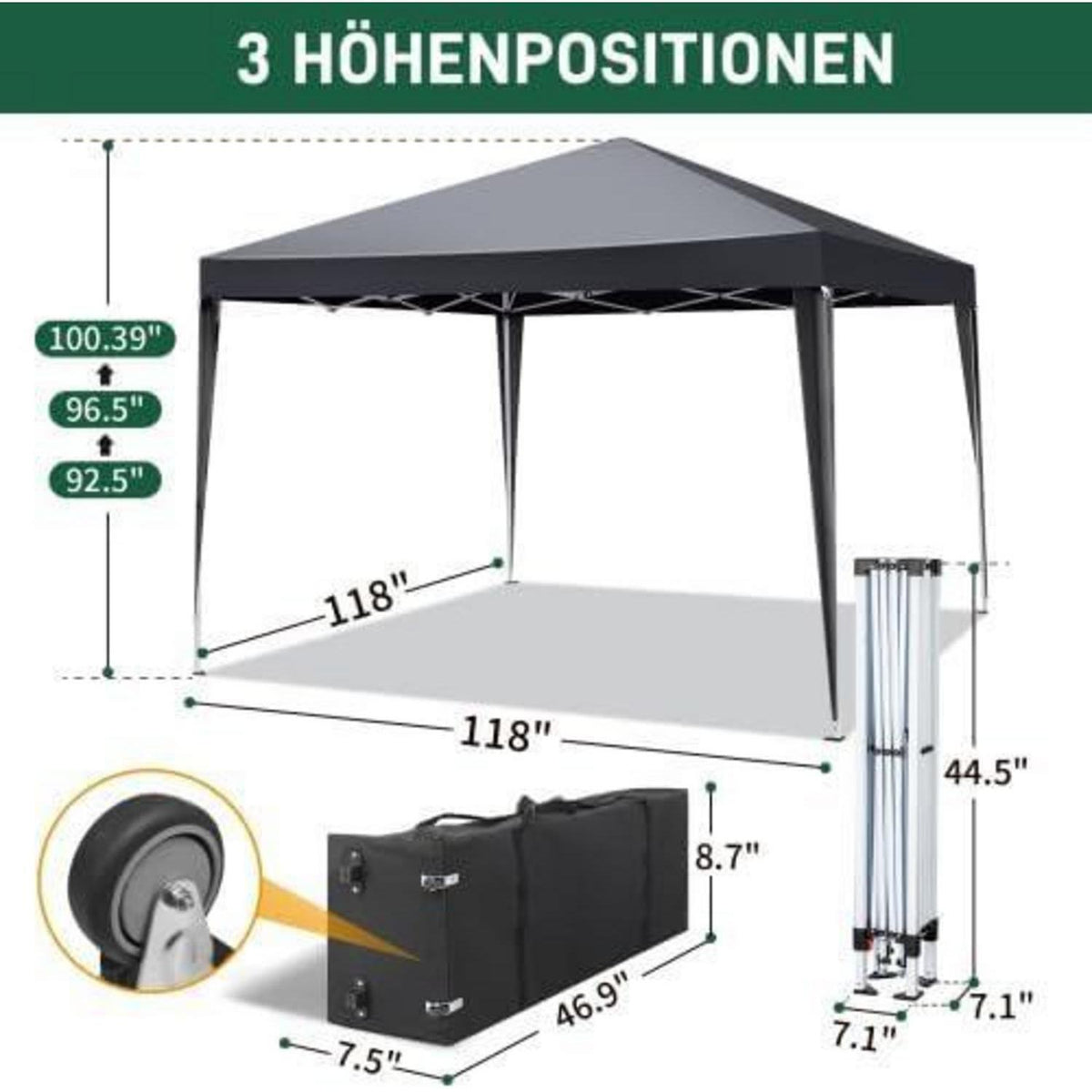 3x3m Faltpavillon mit Zubehör – Wasserdicht & UV-Schutz