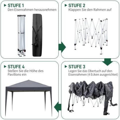 3x3m Faltpavillon mit Zubehör – Wasserdicht & UV-Schutz