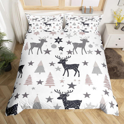 Hirsch Bettwäsche Set 220x240cm - Wald & Sterne Dekor