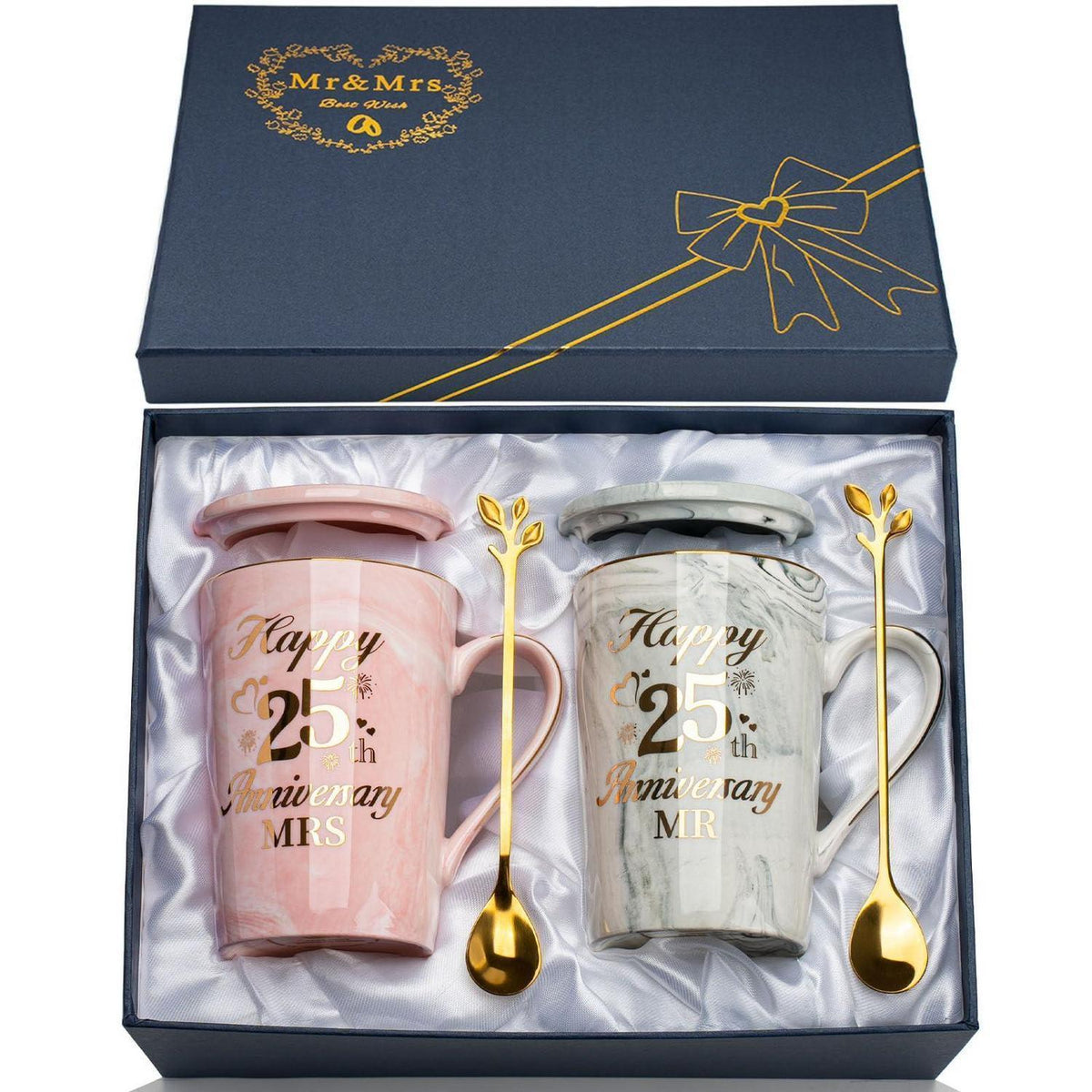 Silberhochzeit Geschenk 25 Jahre - Mr & Mrs Kaffeebecher Set