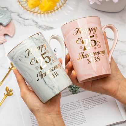 Silberhochzeit Geschenk 25 Jahre - Mr & Mrs Kaffeebecher Set