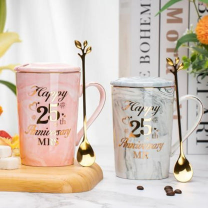 Silberhochzeit Geschenk 25 Jahre - Mr & Mrs Kaffeebecher Set