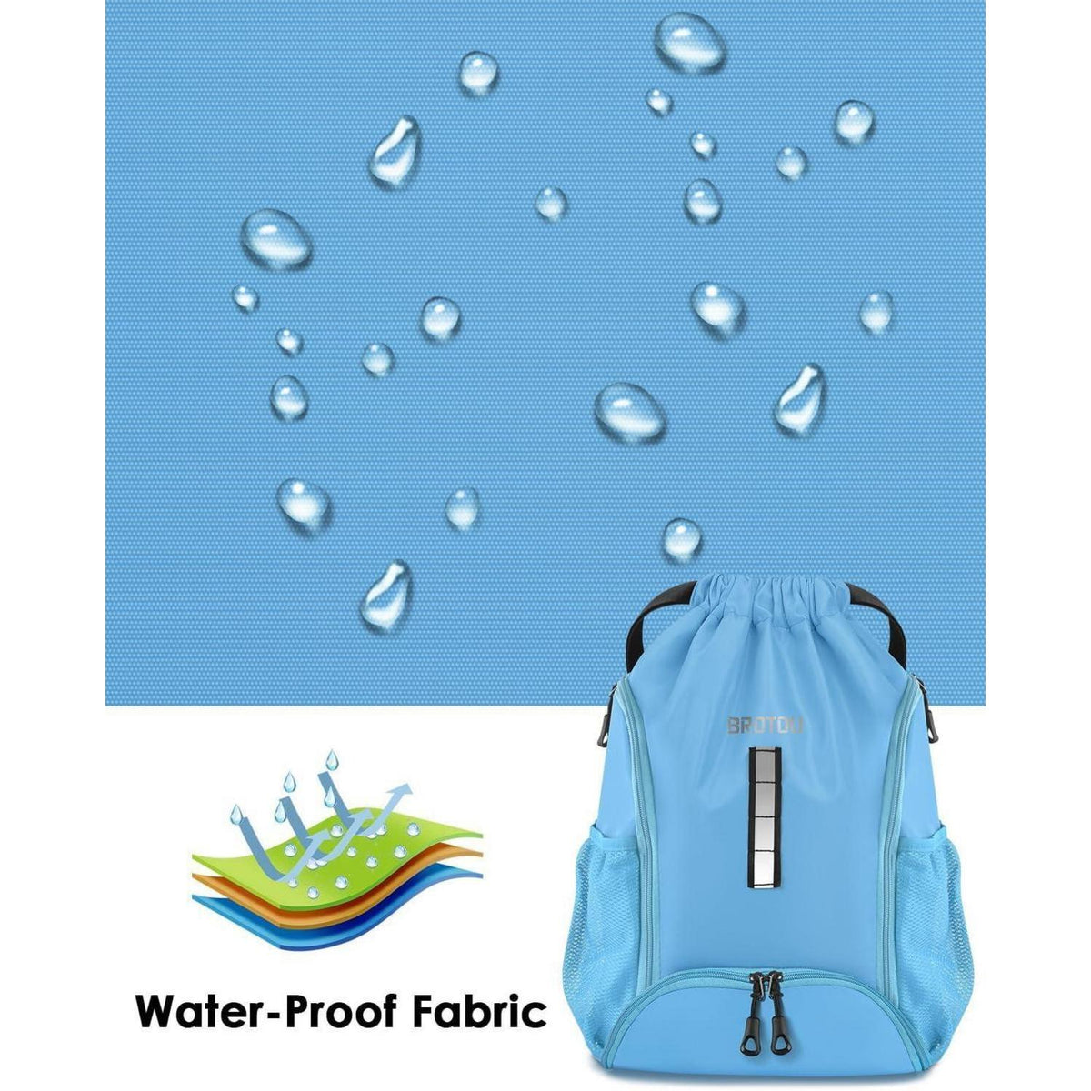 Sportbeutel mit Schuhfach, wasserfest, Himmelblau