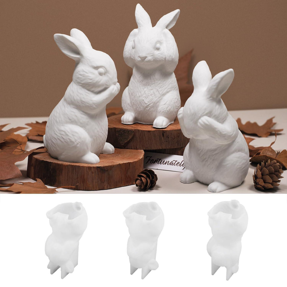 3 Silikonformen Hase Ostern – Gießformen für Kerzen & Gips