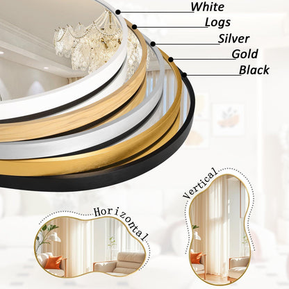 Großer Asymmetrischer Wandspiegel mit Goldrahmen – Modern & Dekorativ