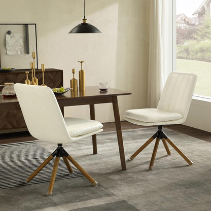 Beiger Mid Century Drehstuhl mit Eichenholzbeinen