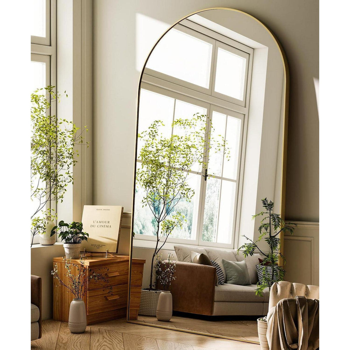 Ganzkörperspiegel Bogenförmig Gold – 198x89cm, Stand- & Wandspiegel