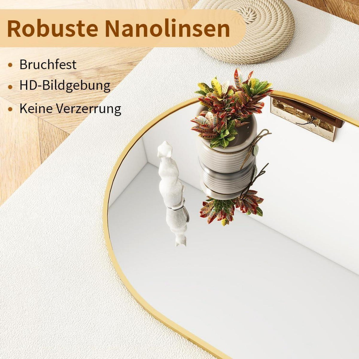 Ganzkörperspiegel Bogenförmig Gold – 198x89cm, Stand- & Wandspiegel