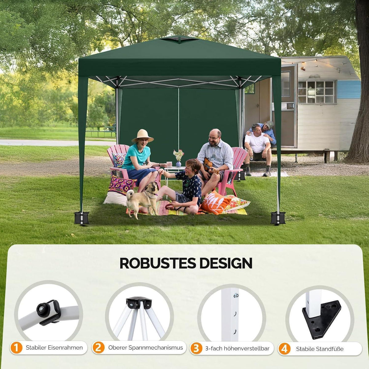 Faltpavillon 3x3m – Wasserdicht & Höhenverstellbar mit Zubehör