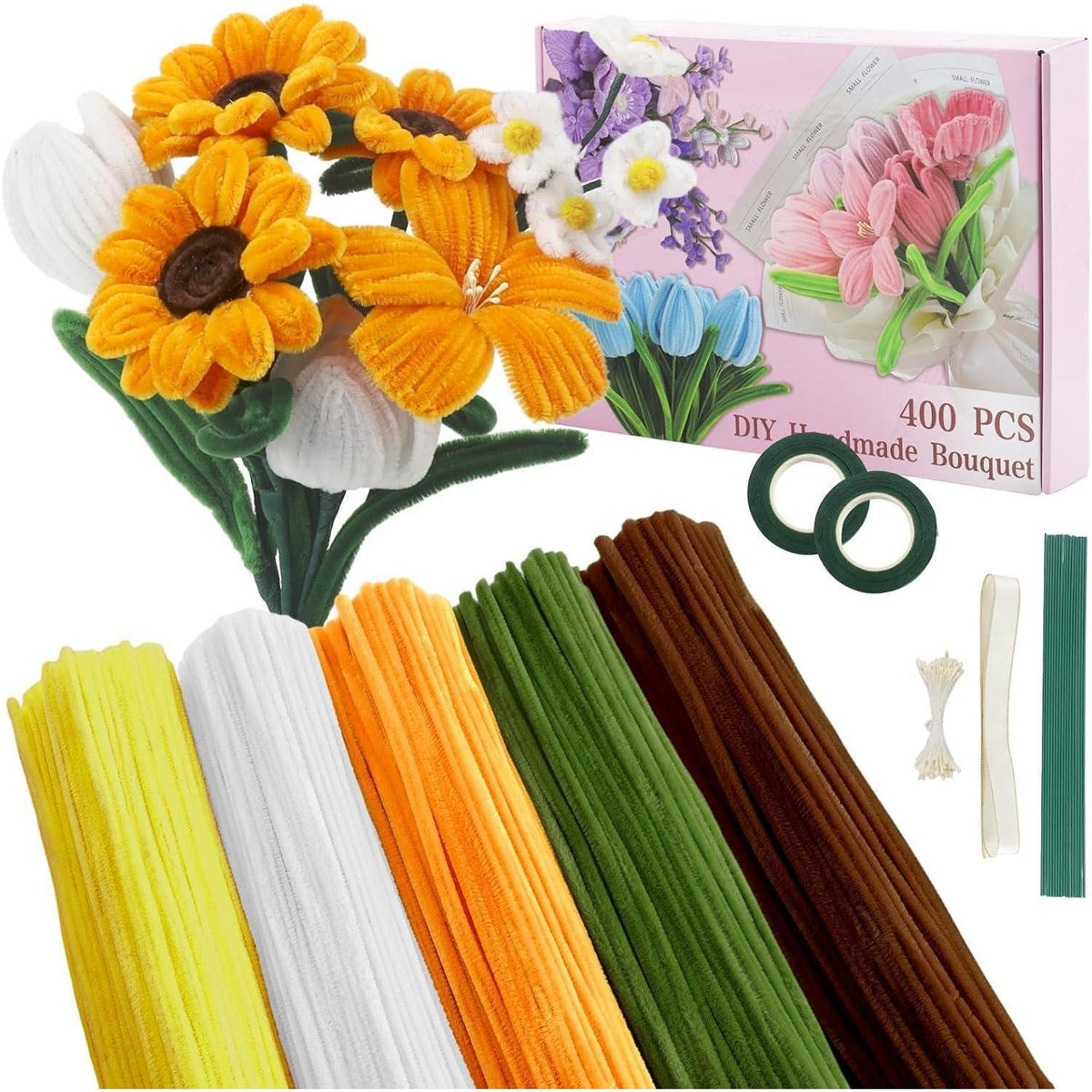 Sonnenblumen Pfeifenreiniger Set – 400 Stück zum Basteln & Dekorieren