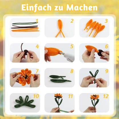 Sonnenblumen Pfeifenreiniger Set – 400 Stück zum Basteln & Dekorieren
