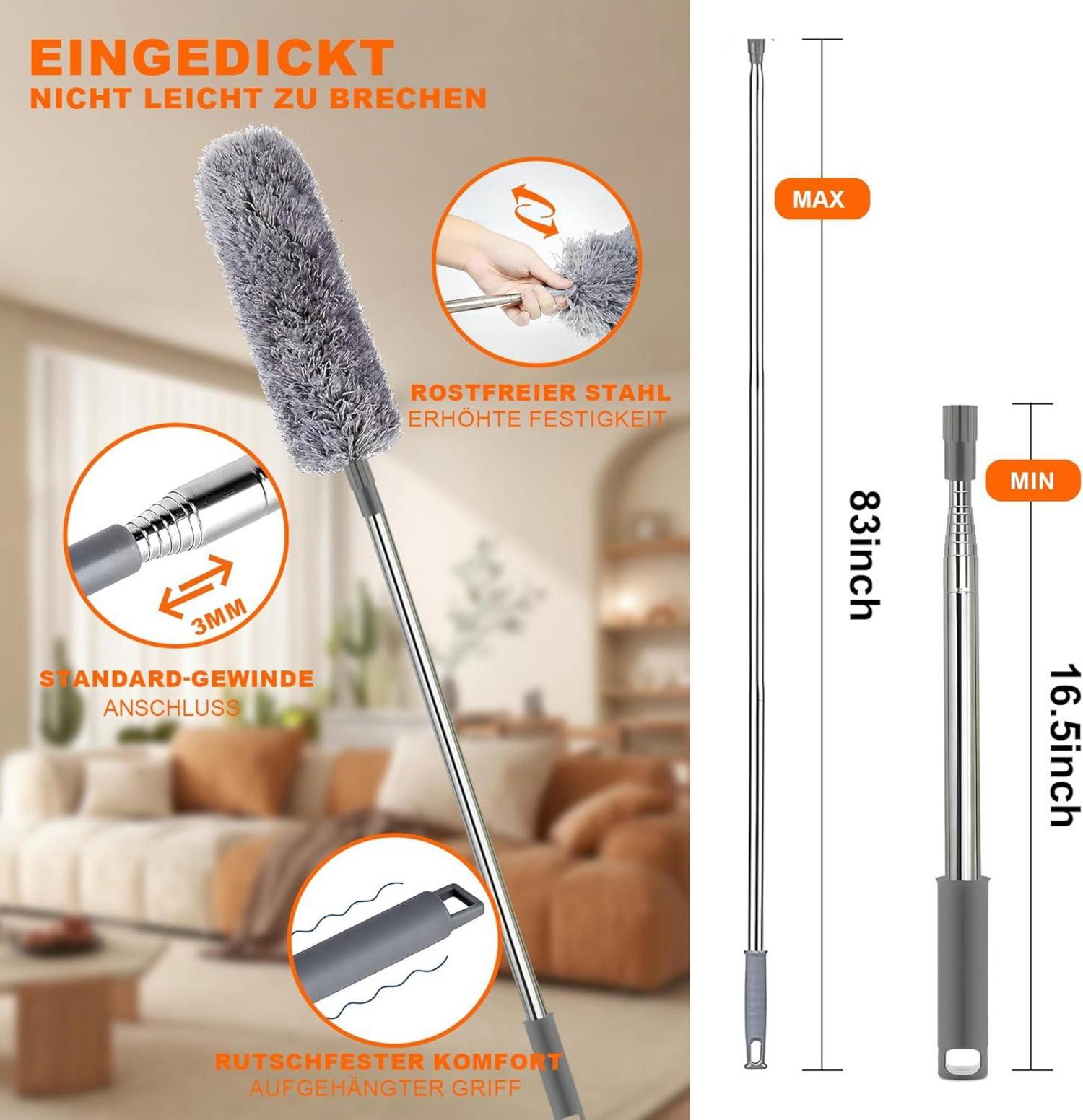Staubwedel Teleskop 9tlg. Set 2,54m ausziehbar waschbar