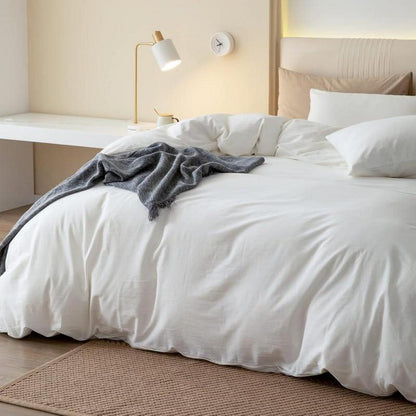 4-teiliges Baumwollbettwäsche-Set Creme Weiß 135x200cm