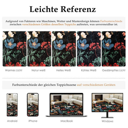 Wohnzimmerteppich Schwarz 160x230cm | Waschbarer Rechteck Teppich