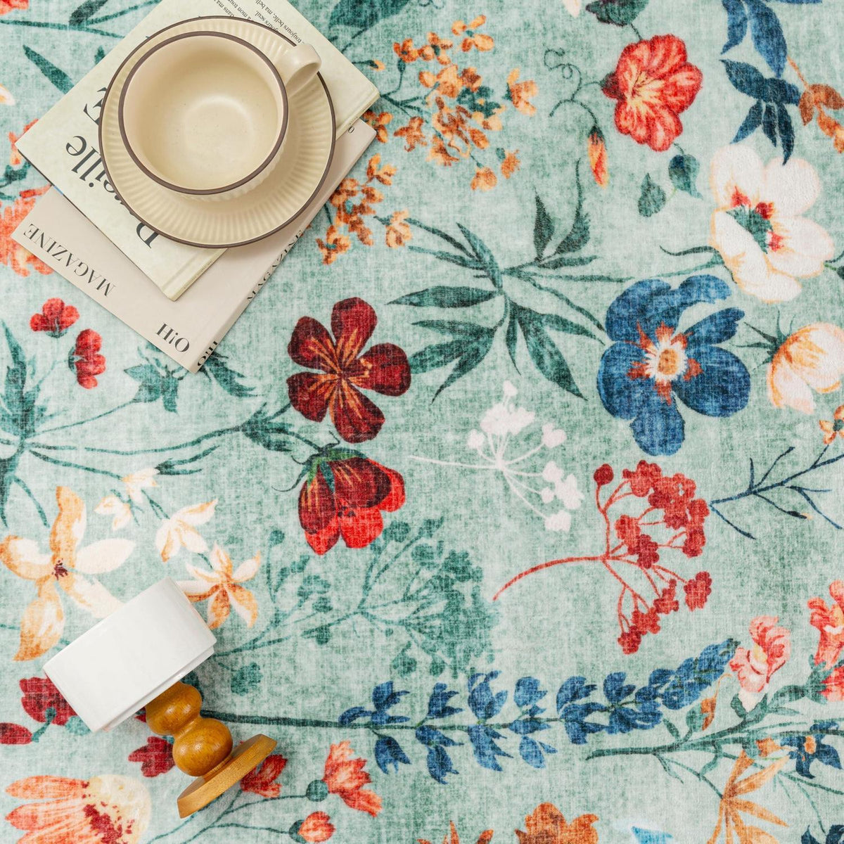 Grüner Wohnteppich 200x300cm – Waschbarer Teppich für Wohnzimmer