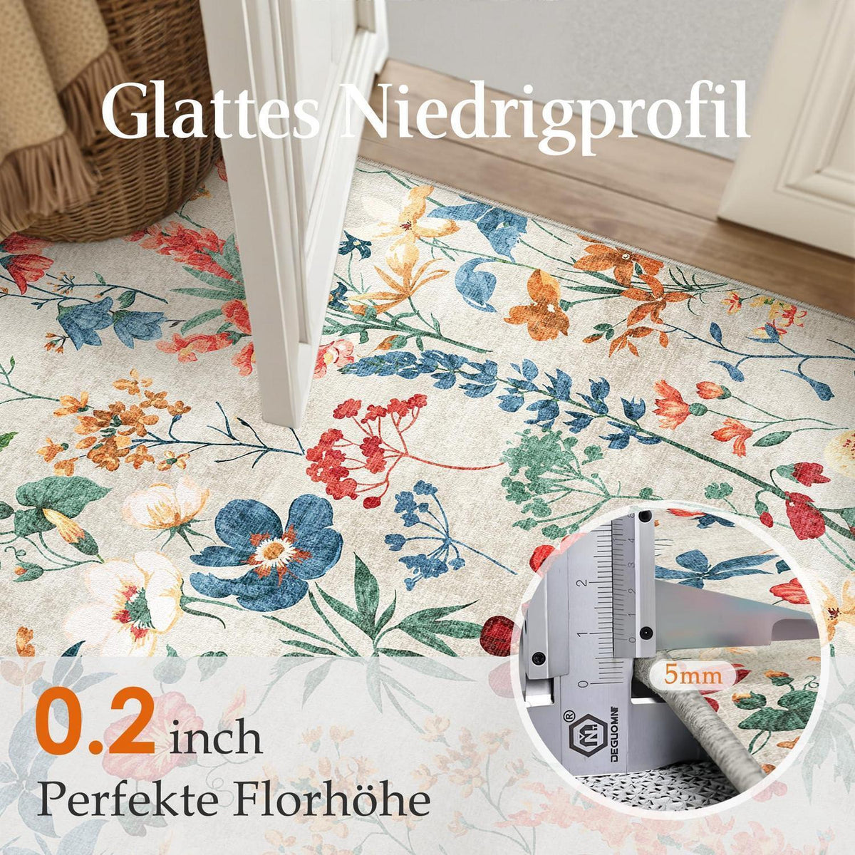 Wohnzimmer Teppich Beige 160x230cm – Waschbarer Rechteck Teppich