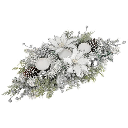 Weihnachts Tropfengirlande Silber-Weiß – Festliche Deko für Tür & Kamin