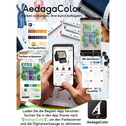 240er Alkohol Marker Set mit App & Ständer-Etui