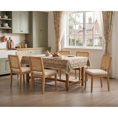 Esszimmerstühle Set 4 – Chenille & Rattan Retro Stil