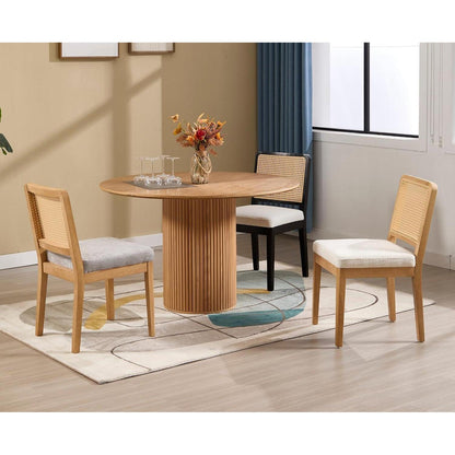 Esszimmerstühle Set 4 – Chenille & Rattan Retro Stil