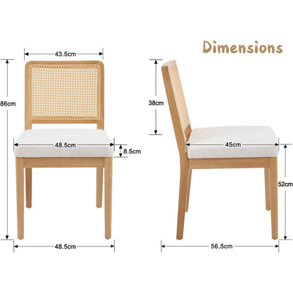 Esszimmerstühle 2er Set Chenille Rattan Weiß