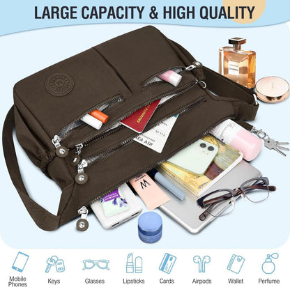 Große Crossbody Umhängetasche Wasserdicht Nylon Messenger Bag