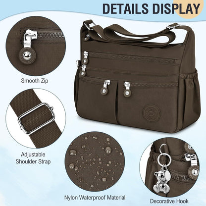TEUEN Crossbody Bag Damen Mittelgroß Wasserdicht Nylon Umhängetasche