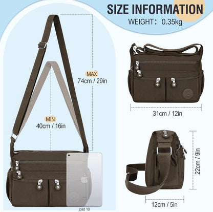Crossbody Bag Damen Groß Wasserdicht Nylon Umhängetasche